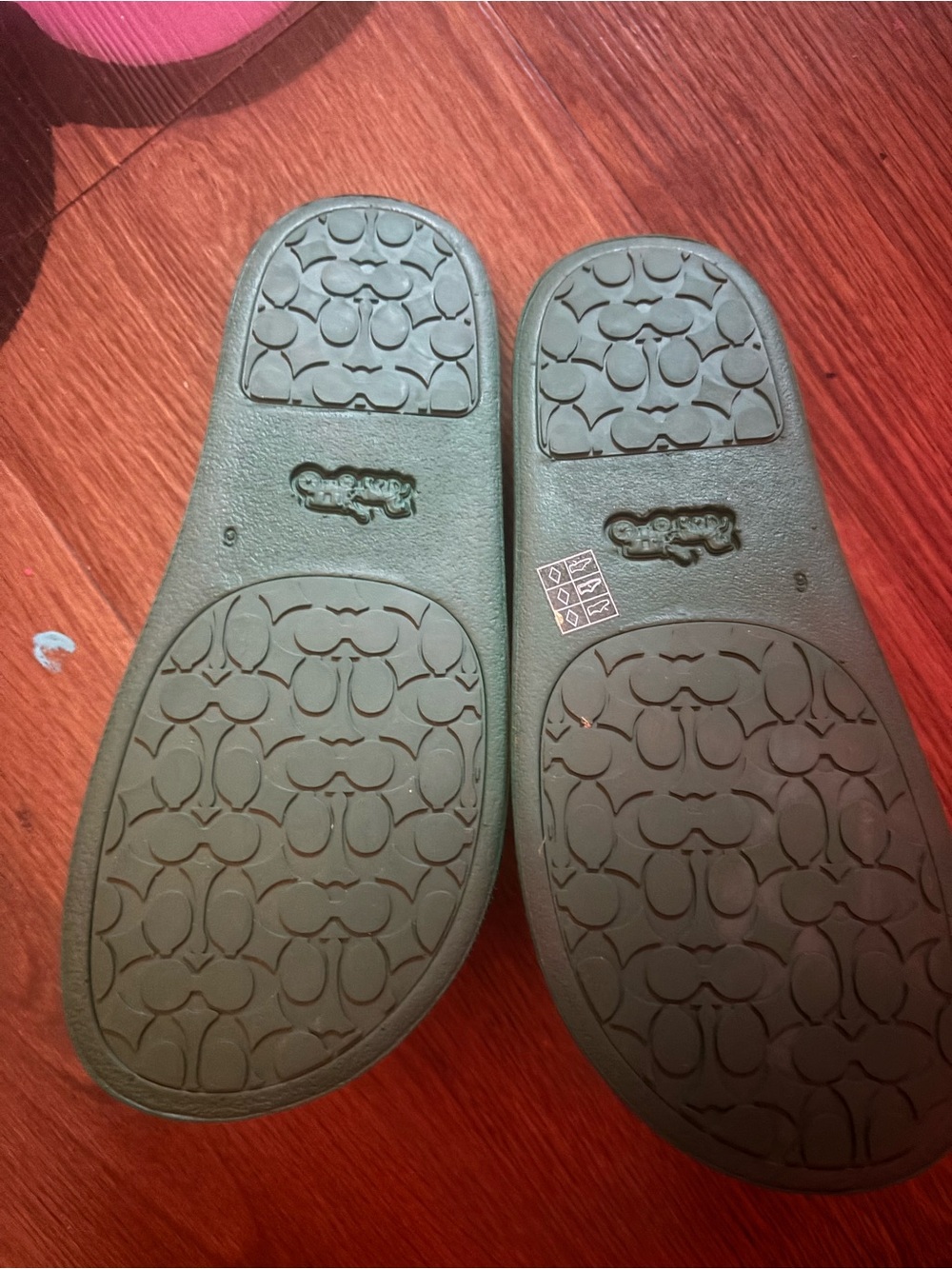Coach Olive Green Signature Embossed Slide Sandals - Picture 3 of 3